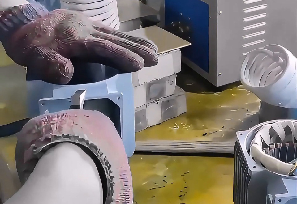 電機鋁殼熱裝配全過程揭秘！高頻機與人工的完美結合